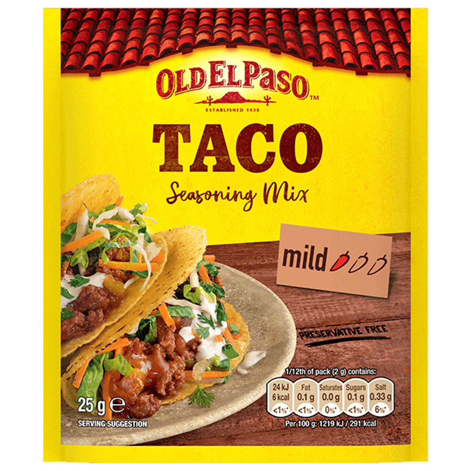 pack of Old El Paso's taco seasoning mix (25g)